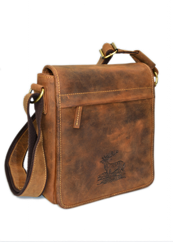 Vintage Flapzip Tasche Stag-3 Leder